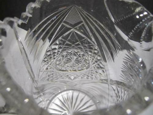 American Brilliant Period Cut Glass pitcher hobstar Antique C6