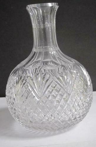 ABP cut glass carafe strawberry diamond fan American brilliant C8