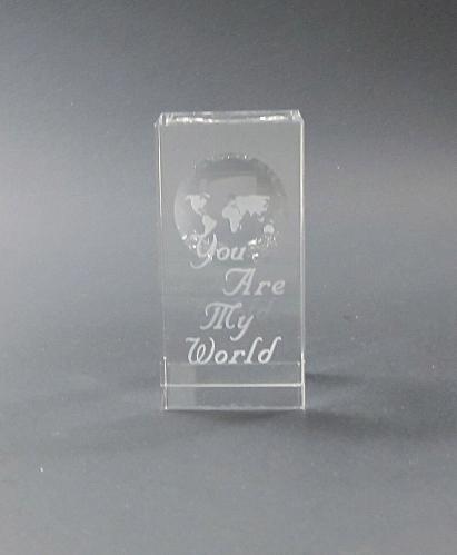 Globe pattern glass paperweight, You are my World,