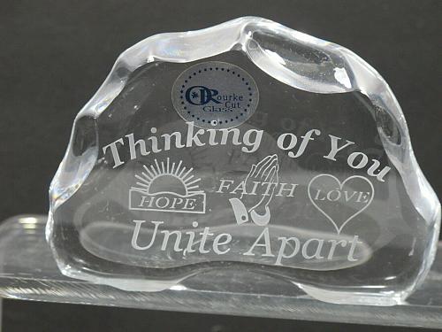 Thinking of you 24% LEAD CRYSTAL PAPERWEIGHT made in USA Hope Faith Love