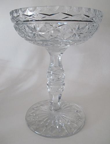 Large Hand Cut Glass compote crystal 8.5 lbs
