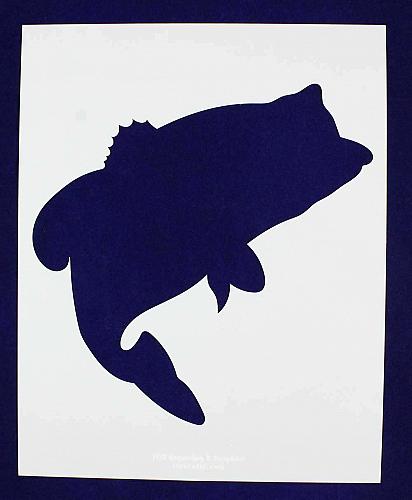 Large Bass Jumping (fish) Stencils -1 pc-Mylar 14mil - Painting /Crafts/ Templat