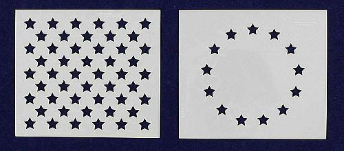 2 Pc- 3.5" x 4" -13 Star Revolutionary War & 50 Star Fields. Stencils