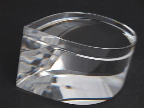 Cut Glass art wave optical sculpture. One of a kind signed