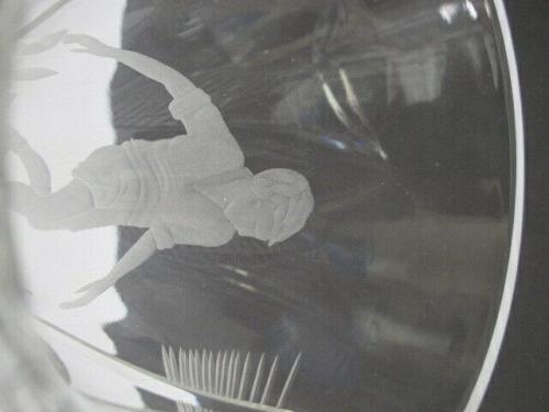 Hand Cut Glass engraved Soccer football player vase lead crystal