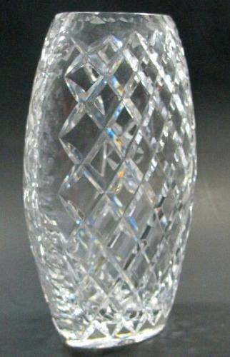 Hand cut crystal oval vase award Space for engraving glass gift