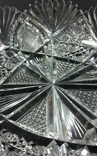American Brilliant Period hand Cut Glass dish wheel polished sharp ANTIQUE ABP