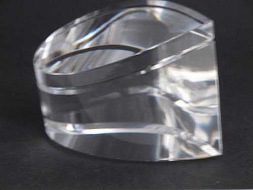 Cut Glass art wave optical sculpture. One of a kind signed