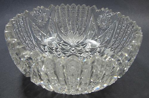 American Brilliant Period hand Cut Glass bowl Antique blown blank