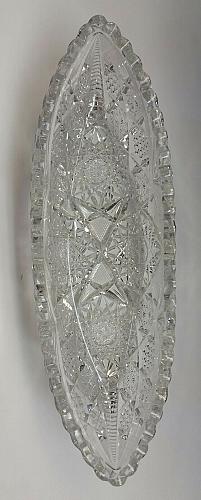 American Brilliant Period Cut Glass canoe 13"