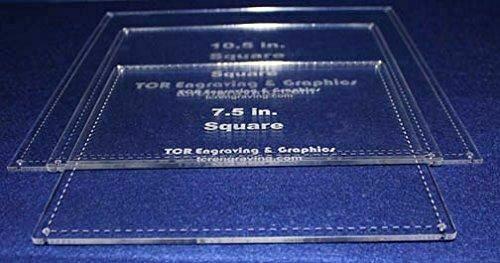 Square Half Size Templates. 7.5",8.5", 10.5" - With Seam -Clear 1/8"