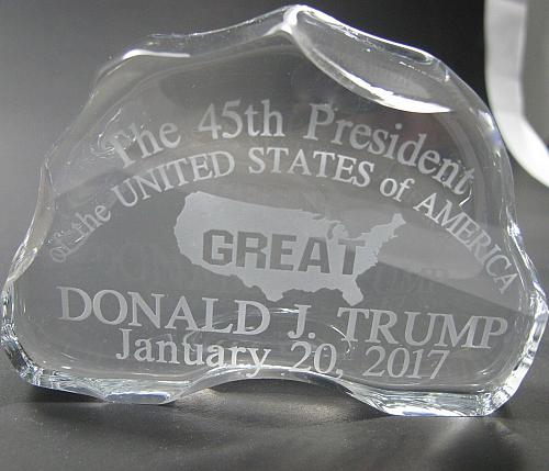 Trump 45th glass paper weight inauguration gift. Made in USA