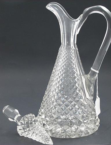Hand Cut glass handled decanter cross cut with stopper
