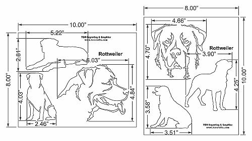 Rottweiler Dog Stencils-Mylar 2 Pieces of 14 Mil 8" X 10" - Painting /Crafts/ Te