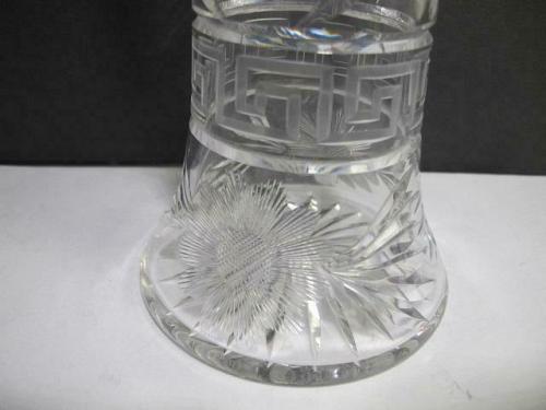 ABP cut glass vase Greek key antique