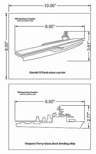 U.S. Navy Ships-Carrier-Landing ship 2 Piece Stencil Set 14 Mil 8" X 10" Paintin