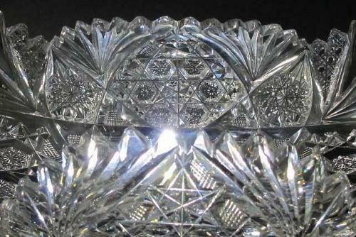 ABP American Brilliant Period Cut Glass crimped tray Antique