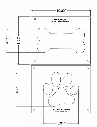 EXTRA Large Dog Bone - Paw Print Templates - 2 Pieces of 1/4" Acrylic - Painting