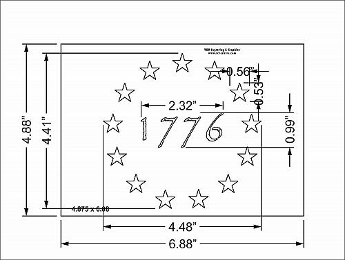 1776 13 Star Stencil-4.875 x 6.88 G-Spec Painting/Crafts/ Templates