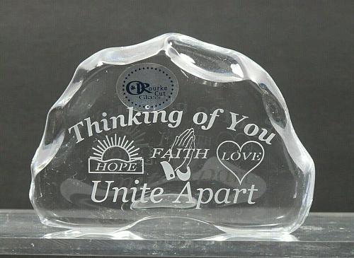 Thinking of you 24% LEAD CRYSTAL PAPERWEIGHT made in USA Hope Faith Love