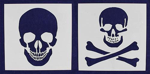 2 Piece Large Skull & Bones Stencils- 16" x 16" Painting/Crafts -Mylar 14 Mil