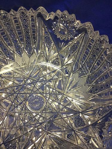 American Brilliant Period hand Cut Glass bowl Antique blown blank