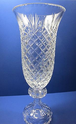 Hand cut lead Crystal large Award vase, Can be customized 17.5"