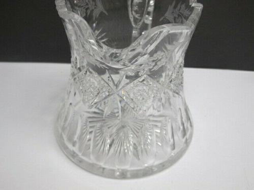 Sinclaire Signed ABP cut glass squat pitcher hand cut