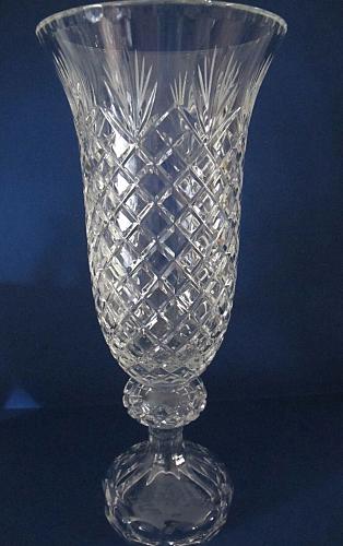 Hand cut lead Crystal large Award vase, Can be customized 17.5"
