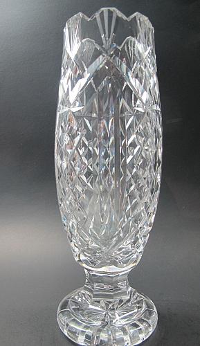 Waterford CUT GLASS signed vase footed old cut in Ireland, Wedding gift crystal
