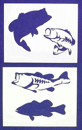 Bass (fish) Stencils-8x10 -2 pc set-Mylar 14mil - Painting /Crafts/ Templates