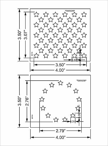 2 Pc- 3.5" x 4" -13 Star Revolutionary War & 50 Star Fields. Stencils