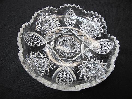 ABP cut glass ice cream dish American brilliant