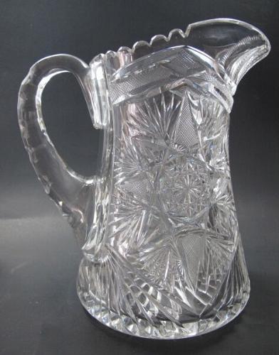 ABP cut glass squat pitcher hand cut