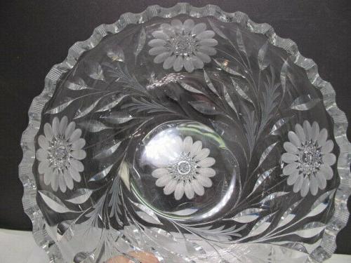 Hand Cut Glass bowl Antique blown blank