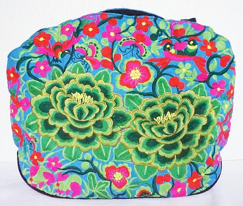 Thai HMONG Hill Tribe Ethnic Rose Floral Embroidered Tote Bag Handbag BM-029