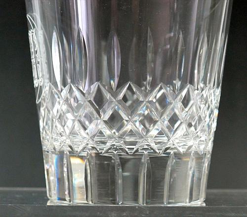 Hand Cut double on the rocks Glass hand polished Custom " H"
