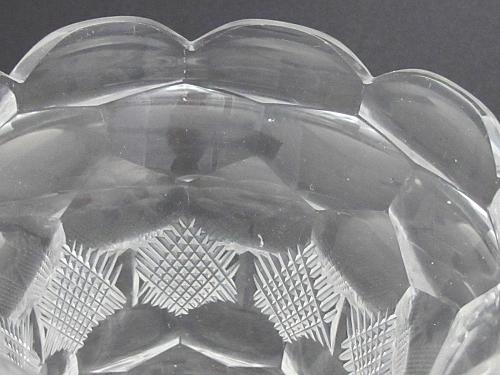 Hand cut old glass pedestal vase honeycomb antique
