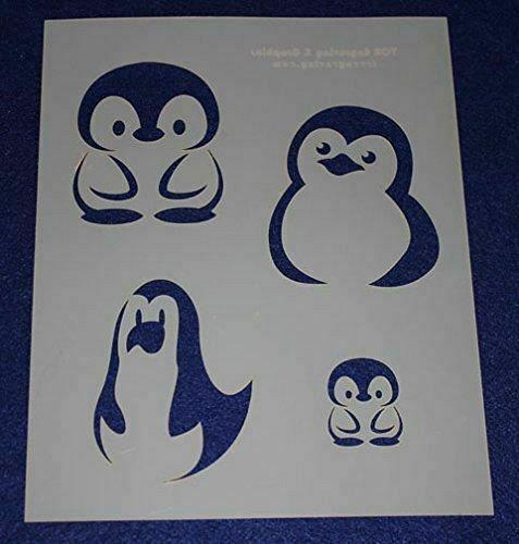 Cartoon Themed Penguin Stencils Mylar 3 Pieces of 14 Mil 8" X 10" - Painting /Cr