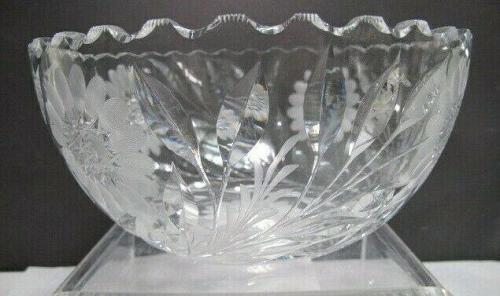 Hand Cut Glass bowl Antique blown blank