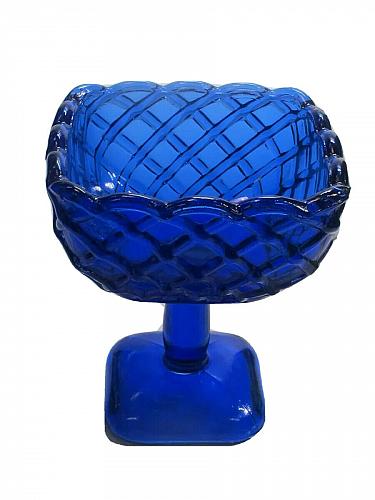 L.E Smith Glass cobalt blue ICE CREAM bowl