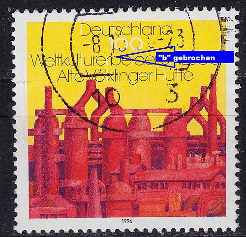 GERMANY BUND [1996] MiNr 1875 F6 ( O/used ) [01] Plattenfehler