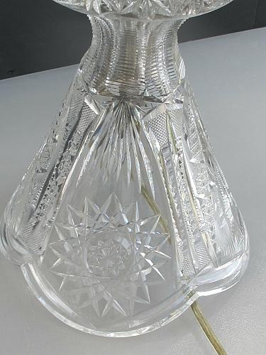 Cut Glass crystal lamp 2 part Antique ABP frosted shade