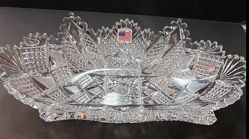 ABP Crystal Cut Glass Oval Bowl