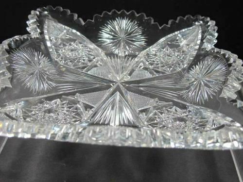 ABP cut glass square low bowl American brilliant period 1886 -1915