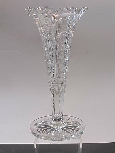 ABP cut glass trumpet vase antique