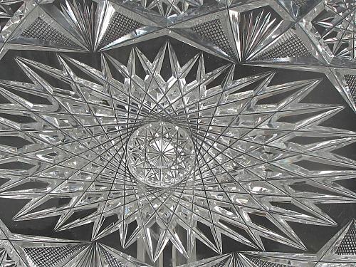 ABP American Brilliant Period Cut Glass Rectangle tray Antique 16" blown blank