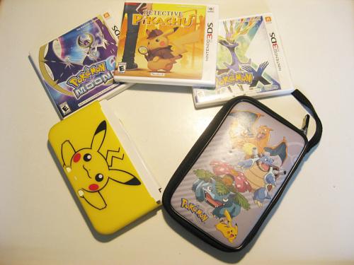 Red Nintendo New 3ds XL w Detective Pikachu & More!