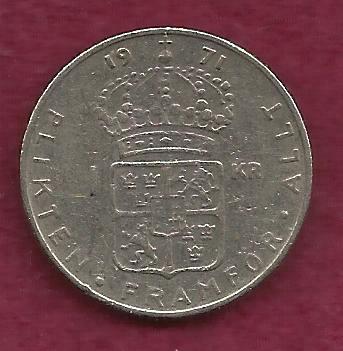 Sweden 1 Krona 1971 Coin