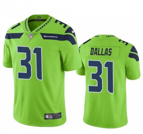 Men Deejay Dallas Seattle Seahawks Neon Green Color Rush Limited Stitched Jersey